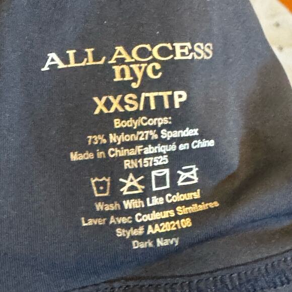 All Access Nyc Strappy Low Impact Bra Ruched Adjustable Dark Navy Size XXS NWT - Picture 10 of 13
